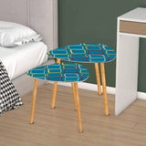 Triangle 50s Retro Tripod Nesting Table Set Blue Geometric - One Size - retro nesting tables
