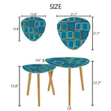 Triangle 50s Retro Tripod Nesting Table Set Blue Geometric - One Size - retro nesting tables