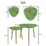 Triangle 50s Retro Tripod Nesting Table Set Green Geometric - One Size - retro nesting tables