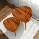 Triangle 50s Retro Tripod Nesting Table Set Rosewood Print - One Size - retro nesting tables