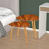 Triangle 50s Retro Tripod Nesting Table Set Rosewood Print - One Size - retro nesting tables