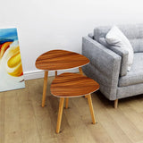 Triangle 50s Retro Tripod Nesting Table Set Rosewood Print - One Size - retro nesting tables