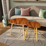 Triangle 50s Retro Tripod Nesting Table Set Rosewood Print - One Size - retro nesting tables