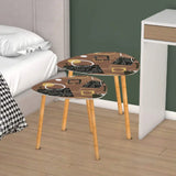 Triangle 60s Retro Tripod Nesting Table Set - Brown Black White Atomic - retro nesting tables