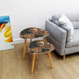Triangle 60s Retro Tripod Nesting Table Set - Brown Black White Atomic - retro nesting tables