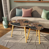 Triangle 60s Retro Tripod Nesting Table Set - Brown Black White Atomic - retro nesting tables