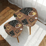 Triangle 60s Retro Tripod Nesting Table Set - Brown Black White Atomic - retro nesting tables