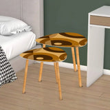 Triangle 60s Retro Tripod Nesting Table Set Brown Tones - One Size - retro nesting tables