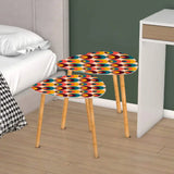 Triangle 60s Retro Tripod Nesting Table Set Colorful Circles - One Size - retro nesting tables