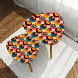 Triangle 60s Retro Tripod Nesting Table Set Colorful Circles - One Size - retro nesting tables