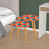Triangle 60s Retro Tripod Nesting Table Set Concentric Circles - One Size - retro nesting tables