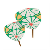 Triangle 60s Retro Tripod Nesting Table Set Daisies on Green - One Size - retro nesting tables