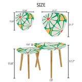 Triangle 60s Retro Tripod Nesting Table Set Daisies on Green - One Size - retro nesting tables