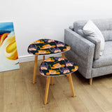 Triangle 60s Retro Tripod Nesting Table Set Faces - One Size - retro nesting tables