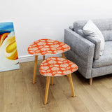 Triangle 60s Retro Tripod Nesting Table Set Flowers on Red - One Size - retro nesting tables