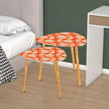 Triangle 60s Retro Tripod Nesting Table Set Flowers on Red - One Size - retro nesting tables