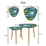 Triangle 60s Retro Tripod Nesting Table Set Green Blue - One Size - retro nesting tables