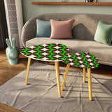 Triangle 60s Retro Tripod Nesting Table Set Green Geometric - One Size - retro nesting tables