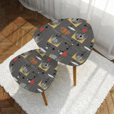 Triangle 60s Retro Tripod Nesting Table Set Grey Pattern - One Size - retro nesting tables