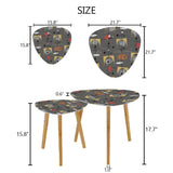 Triangle 60s Retro Tripod Nesting Table Set Grey Pattern - One Size - retro nesting tables