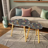 Triangle 60s Retro Tripod Nesting Table Set Grey Pattern - One Size - retro nesting tables