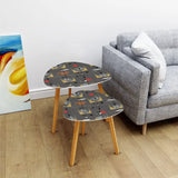 Triangle 60s Retro Tripod Nesting Table Set Grey Pattern - One Size - retro nesting tables