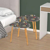 Triangle 60s Retro Tripod Nesting Table Set Grey Pattern - One Size - retro nesting tables