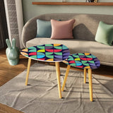 Triangle 60s Retro Tripod Nesting Table Set Modernist Rainbow - One Size - retro nesting tables