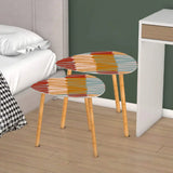 Triangle 60s Retro Tripod Nesting Table Set Mosaic Pattern - One Size - retro nesting tables