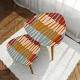 Triangle 60s Retro Tripod Nesting Table Set Mosaic Pattern - One Size - retro nesting tables