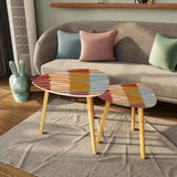 Triangle 60s Retro Tripod Nesting Table Set Mosaic Pattern - One Size - retro nesting tables
