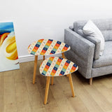 Triangle 60s Retro Tripod Nesting Table Set Multicolor Diamonds - One Size - retro nesting tables