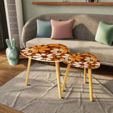 Triangle 60s Retro Tripod Nesting Table Set Orange Daisies - One Size - retro nesting tables