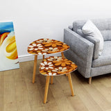 Triangle 60s Retro Tripod Nesting Table Set Orange Daisies - One Size - retro nesting tables