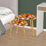 Triangle 60s Retro Tripod Nesting Table Set Orange Daisies - One Size - retro nesting tables