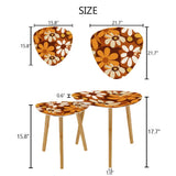 Triangle 60s Retro Tripod Nesting Table Set Orange Daisies - One Size - retro nesting tables