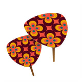 Triangle 60s Retro Tripod Nesting Table Set Orange Flowers - One Size - retro nesting tables