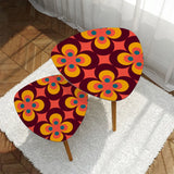 Triangle 60s Retro Tripod Nesting Table Set Orange Flowers - One Size - retro nesting tables