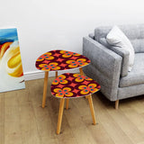 Triangle 60s Retro Tripod Nesting Table Set Orange Flowers - One Size - retro nesting tables