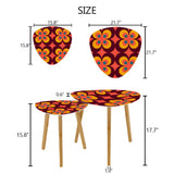 Triangle 60s Retro Tripod Nesting Table Set Orange Flowers - One Size - retro nesting tables