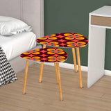 Triangle 60s Retro Tripod Nesting Table Set Orange Flowers - One Size - retro nesting tables