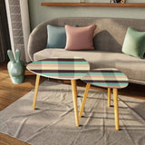 Triangle 60s Retro Tripod Nesting Table Set Plaid Pattern - retro nesting tables