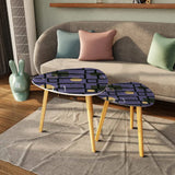 Triangle 60s Retro Tripod Nesting Table Set Purple Geometric - One Size - retro nesting tables