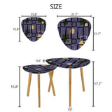Triangle 60s Retro Tripod Nesting Table Set Purple Geometric - One Size - retro nesting tables