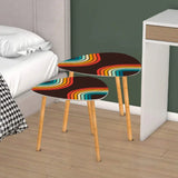 Triangle 60s Retro Tripod Nesting Table Set Rainbow Black - One Size - retro nesting tables