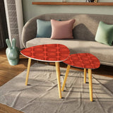 Triangle 60s Retro Tripod Nesting Table Set Red Geometric - One Size - retro nesting tables