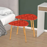 Triangle 60s Retro Tripod Nesting Table Set Red Geometric - One Size - retro nesting tables