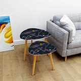 Triangle 60s Retro Tripod Nesting Table Set Space Pattern - One Size - retro nesting tables