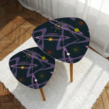 Triangle 60s Retro Tripod Nesting Table Set Space Pattern - One Size - retro nesting tables