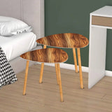 Triangle 60s Retro Tripod Nesting Table Set Teak Print - One Size - retro nesting tables